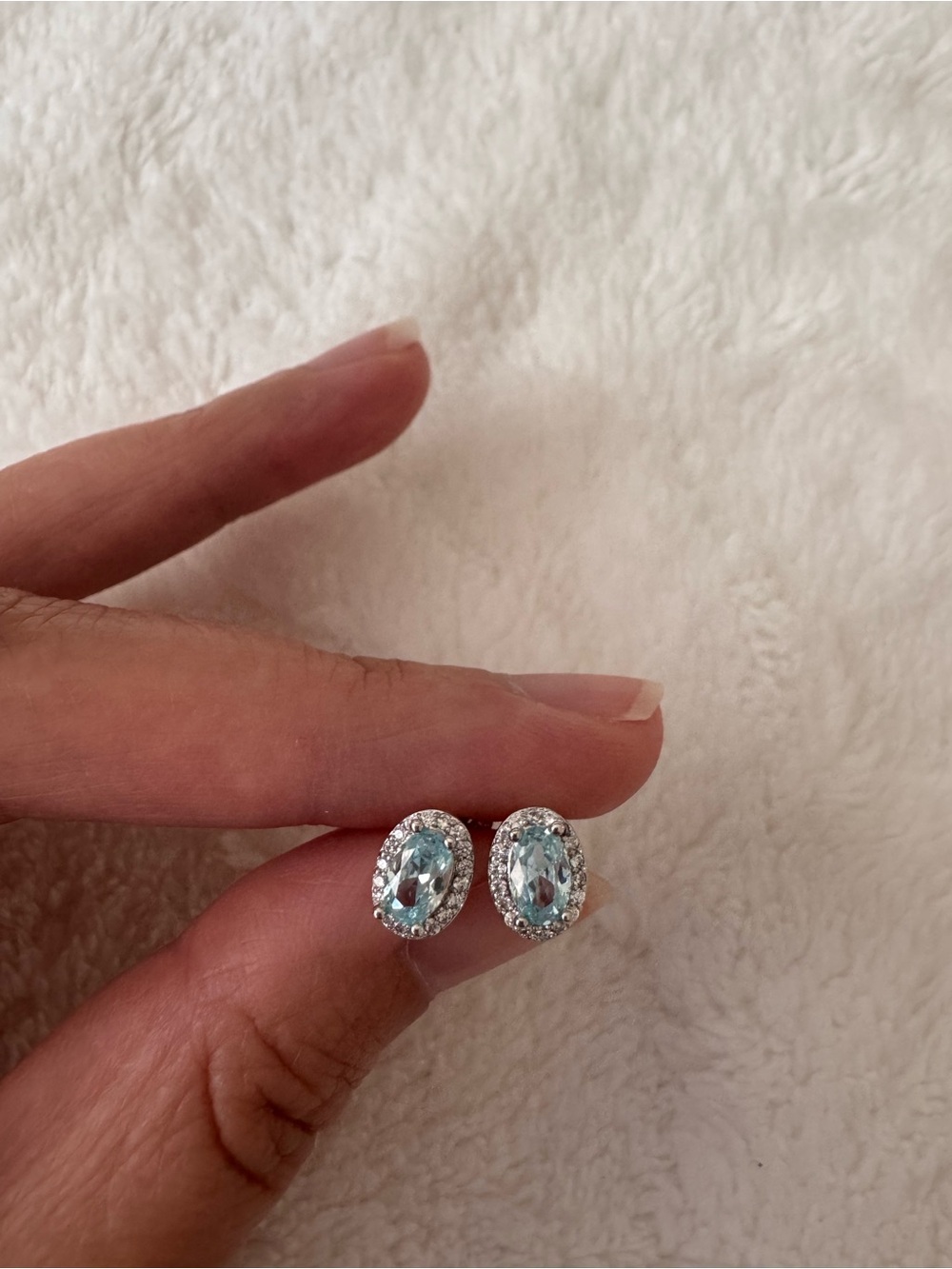 Sterling Silver Sky Blue Topaz Halo Stud Earrings